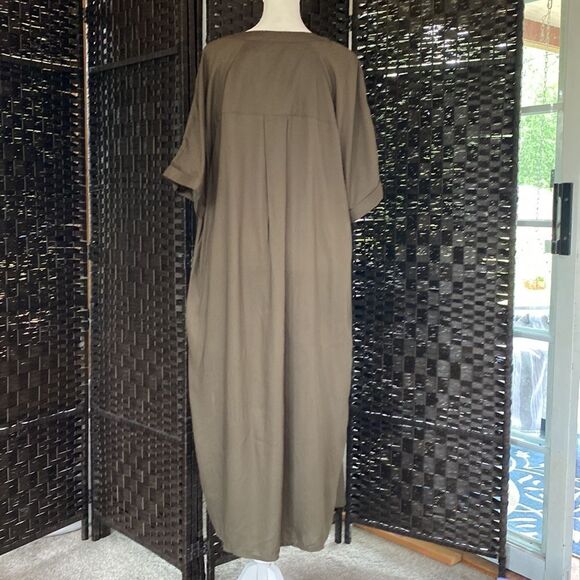 Roman’s Olive Green Short Sleeve Dress Coverup Plus Size 22W - Picture 2 of 11